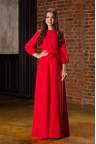 Красное вечернее платье в пол с рукавами фонариком Avbusto